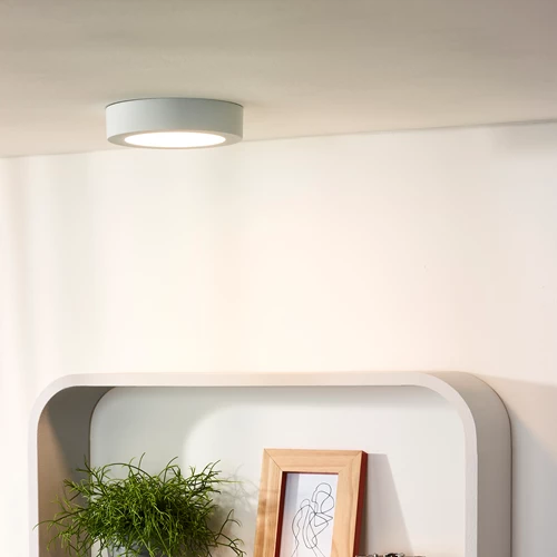 Lucide BRICE-LED - Plafonnier Salle de bains - Ø 18 cm - LED Dim. - 1x12W 3000K - IP44 - Blanc - ambiance 1